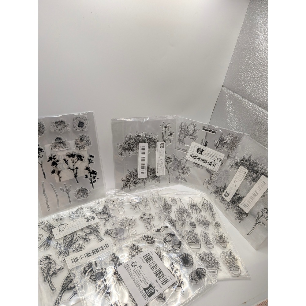 Clear Silicone Stamps Lot Botanical Bird Flowers Scrapbooking Card Making DIY
